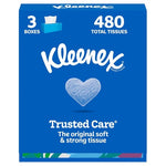 3 Flat Boxes Kleenex Trusted Care Facial Tissues