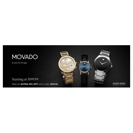 Up To 81% Off + Extra 12% Off On Movado Watches At Ashford