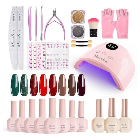 28-Piece MelodySusie Gel Nail Polish Kit W/ 8 Colors & UV Lamp