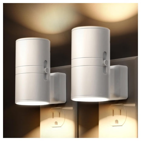 2-Pack L Lohas LED Adjustable Wall Plug Night Light (3000K)