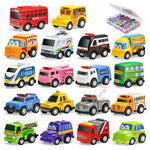 18 Mini Pull Back Toy Cars with Storage