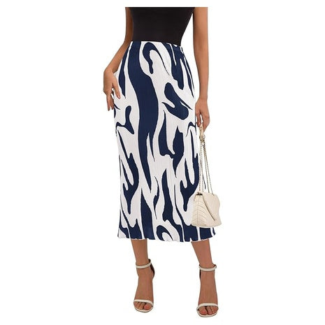 High Waist Graphic Print Pleated Long Skirts (13 Styles)