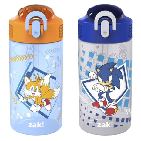 2-Pack 16 oz Zak Designs Sonic Kids Leak-Proof Water Bottles