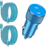 90W Dual PD Car Charger w/ Two USB-C Cables (3 Colors)