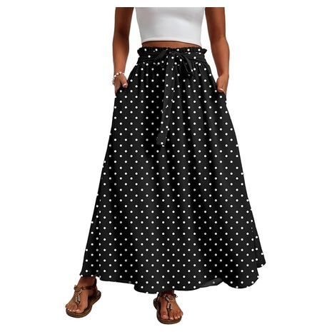 Mintreus Women's High-Waisted Maxi A-Line Skirt W/ Tie Waist (Various)