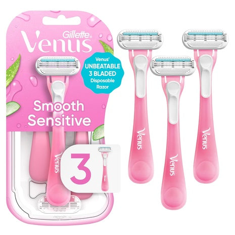 3 Razors-Pack Women's Gillette Venus Sensitive Disposable Razors