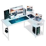 L-Shaped Carbon Fiber Finish Gaming Desk with Monitor Stand & Storage