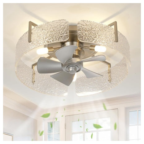 CalorHoga 20" Low Profile Caged Ceiling Fan With Light