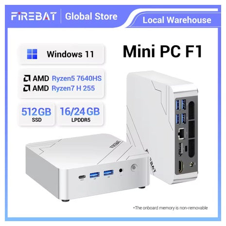 Firebat F1 Mini Gaming Desktop (Ryzen 5 7640HS / 24GB RAM / 512GB SSD)