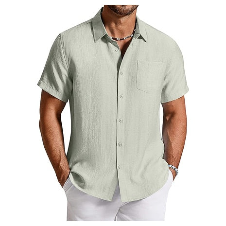 COOFANDY Men's Short Sleeve Button Down Linen Shirts (Various)