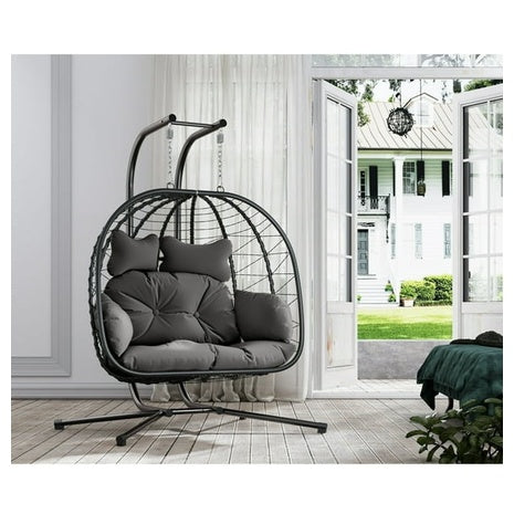 Double Wicker Swing Egg Chair