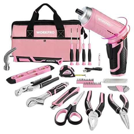 53-Piece Workpro Cordless Electric Screwdriver Tool Set W/ Bag