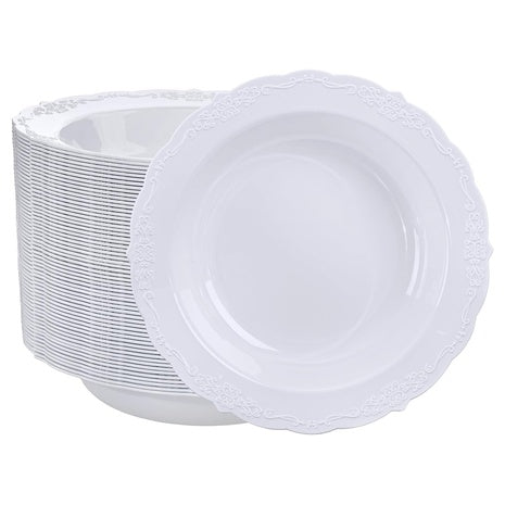 50 Heavy Duty White Disposable Plastic Bowls