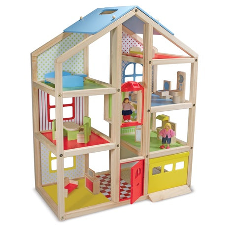 Melissa & Doug Wooden Hi-Rise Dollhouse With Furniture