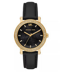 Michael Kors Women's Corey Three-Hand Black Leather Watch
