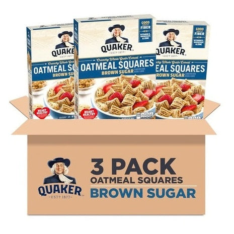 3 Boxes Quaker Oatmeal Squares Breakfast Cereal