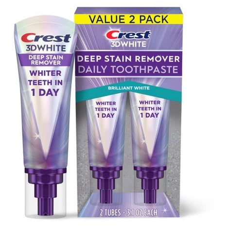 2-Pack 3oz Crest 3DWhite Brilliance Deep Stain Remover Brilliant White Toothpaste