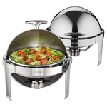 2-Pack VEVOR Roll Top Stainless Steel Round Chafer Dish Buffet Set
