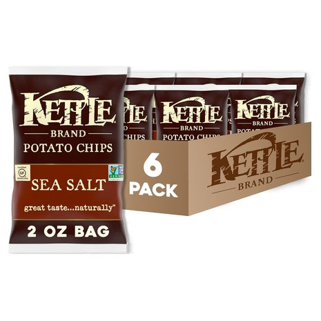 6 Bags Kettle Brand Sea Salt Kettle Potato Chips (2oz)