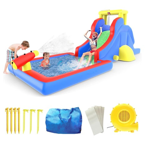 PicassoTiles Inflatable Slide Park with Pool & Blower