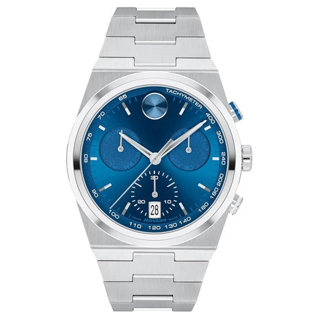 Movado Bold Quest Men's Luxury Chronograph Silver Blue Watch