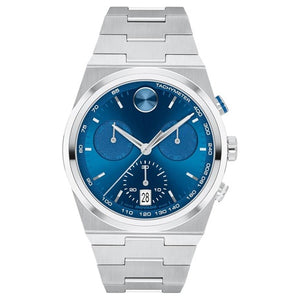 Movado Bold Quest Men's Luxury Chronograph Silver Blue Watch
