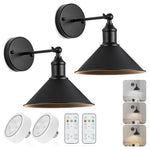 2 Vintage Wireless LED Wall Sconces with Remote