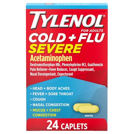 24 Tylenol Cold + Flu Severe Medicine Caplets