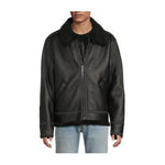 Karl Lagerfeld Paris Men's Faux Fur Lined Faux Leather Flight Jacket