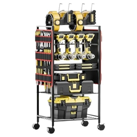 300lbs 5-Tier Power Tool Organizer Cart W/ Rolling Drill Holder