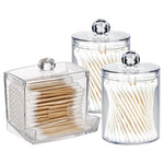 3-Piece Acrylic Q-Tip & Cotton Swab Dispenser Set