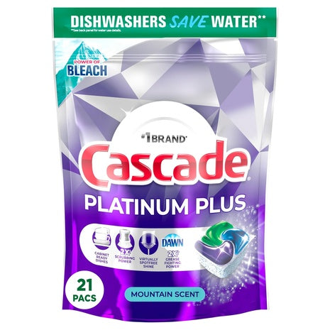21 Cascade Platinum Plus Power of Bleach Dishwasher ActionPacs