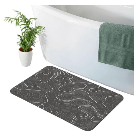 Quick Dry Contour Map Bathroom Mat (16" X 24")