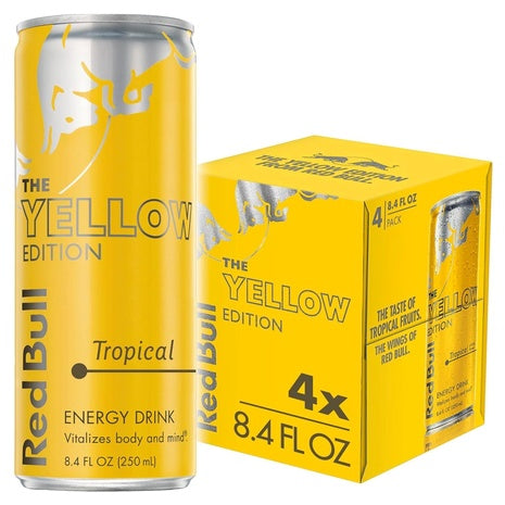 4 Cans Red Bull Yellow Edition Tropical Energy Drink