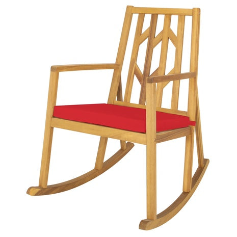 Costway Acacia Wood Armrest Cushioned Sofa Patio Rocking Chair