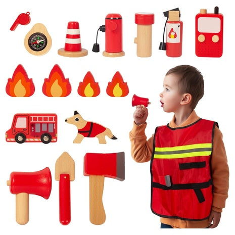 17-Piece Kids Firefighter Costume & Role Play Set