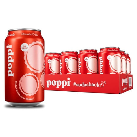 12 Poppi Classic Cola Sparkling Prebiotic Sodas