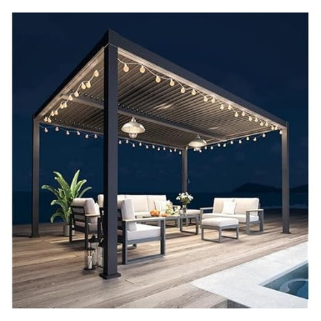 12ft X 16ft FansaFurn Louvered Full Aluminum Outdoor Pergola