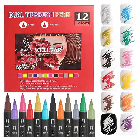 12 Dual Tip Gel Acrylic Paint Markers