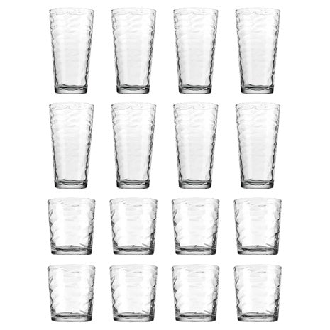 Home Essentials 16-Piece Clarity Origami Highball & Double Old-Fashioned Glass Set