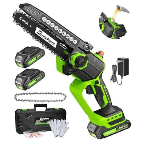Sunchers Mini 6" Electric Chainsaw Cordless With 2 Battery