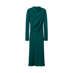 Ruched Dress with Draped Neckline