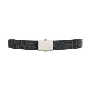 Square-Buckle Reversible Croc Leather Belt