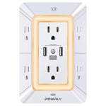 Powrui 6-Outlet Extender Surge Protector Power Strip With 3-USB Ports