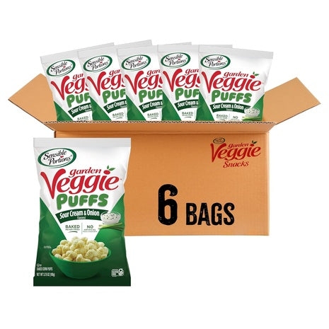 6 Bags of Sensible Portions Sour Cream & Onion Veggie Puffs (OU-D, 3.75oz)