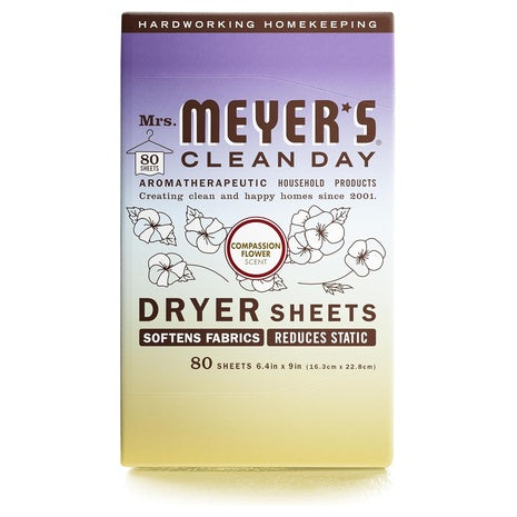 80 Mrs. Meyer's Clean Day Dryer Sheets (2 Scents)