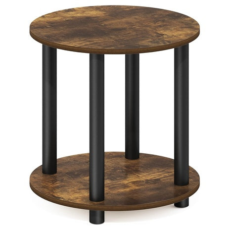 Furinno Turn-N-Tube 2-Tier Round Wooden End Table