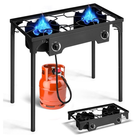 Ktaxon 2 Burner 150000 BTU Cooker Outdoor Stove Stand BBQ Grill