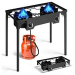 Ktaxon 2 Burner 150000 BTU Cooker Outdoor Stove Stand BBQ Grill