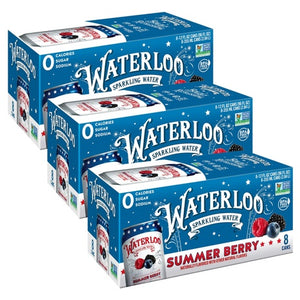24 Cans Waterloo Summer Berry Sparkling Water